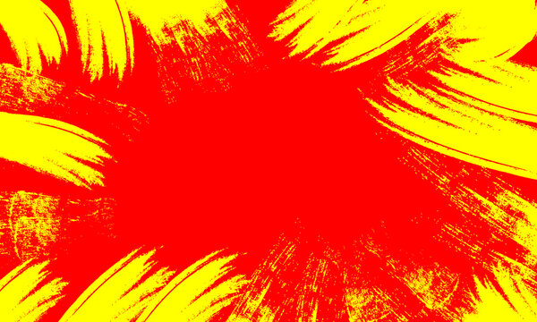 Red and Yellow Explosive Paint Splash Abstract Background with Dynamic Brush Strokes