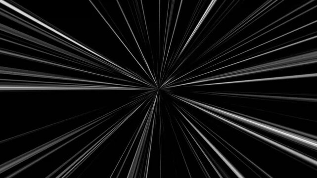 Manga style speed velocity line, moving zoom comic speed line, fast speed neon glowing flashing lines, white anime manga speed lines against black background. 4K