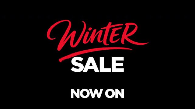 Bold 16:9 promotional graphic featuring handwritten &ldquo;WINTER&rdquo; text, bold &ldquo;SALE&rdquo; lettering, and &ldquo;sub message&rdquo; beneath. Designed for seasonal retail promotions with a strong sense of urgency. 4K
