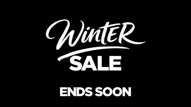Bold 16:9 promotional graphic featuring handwritten &ldquo;WINTER&rdquo; text, bold &ldquo;SALE&rdquo; lettering, and &ldquo;sub message&rdquo; beneath. Designed for seasonal retail promotions with a strong sense of urgency. 4K