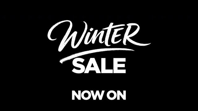 Bold 16:9 promotional graphic featuring handwritten &ldquo;WINTER&rdquo; text, bold &ldquo;SALE&rdquo; lettering, and &ldquo;sub message&rdquo; beneath. Designed for seasonal retail promotions with a strong sense of urgency. 4K