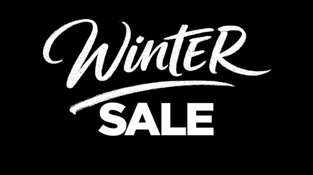 Bold 16:9 promotional graphic featuring handwritten &ldquo;WINTER&rdquo; text, bold &ldquo;SALE&rdquo; lettering, and &ldquo;sub message&rdquo; beneath. Designed for seasonal retail promotions with a strong sense of urgency. 4K