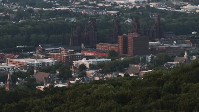 Aerial view of a steel mill in Allentown, Pennsylvania. steel mill