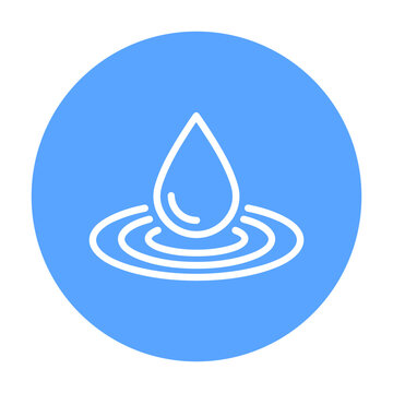 Blue circle icon with white outline of a water drop creating ripples