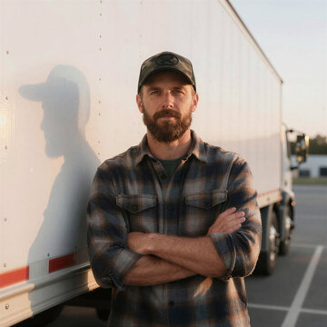Confident Trucker Golden Hour