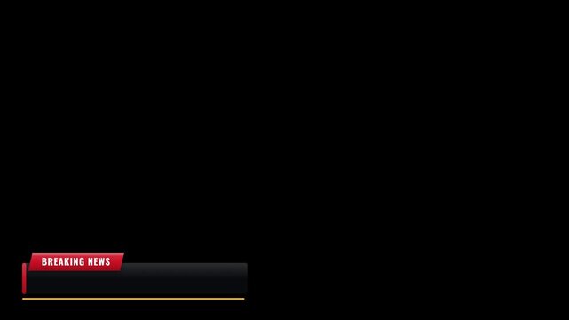 Red breaking news lower third graphic banner overlay on black background broadcast template