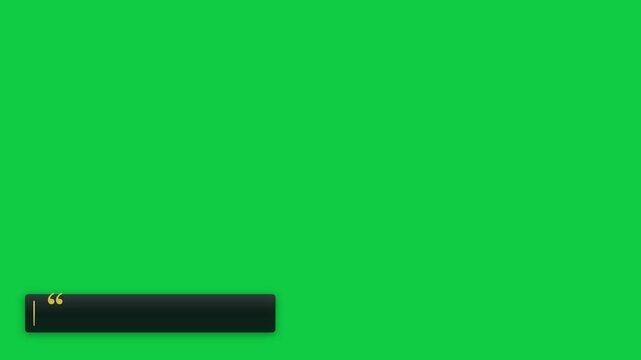 Quote lower third graphic banner overlay with quotation mark icon on green screen background template