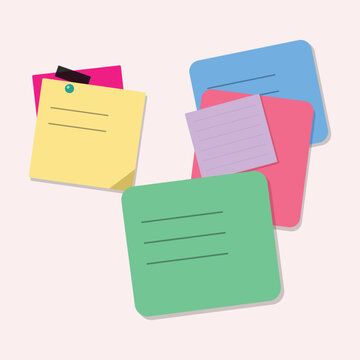 Colorful sticky notes and folders set