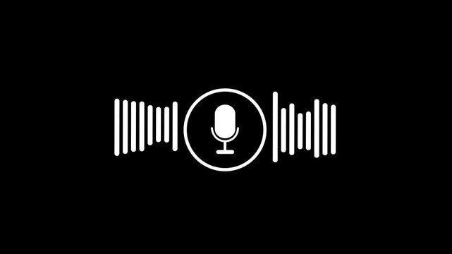 Microphone icon animation on green background. music bar in microphone icon of Motion graphics concept. 4k
