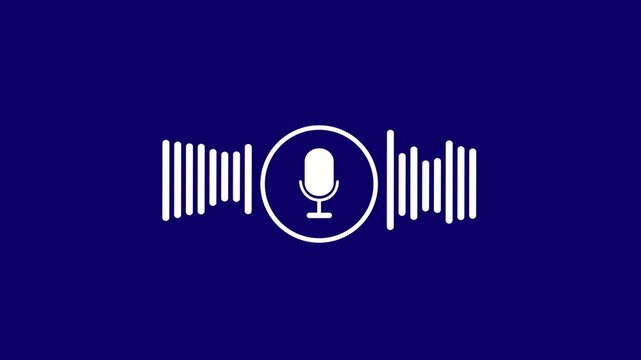 Microphone icon animation on green background. music bar in microphone icon of Motion graphics concept. 4k