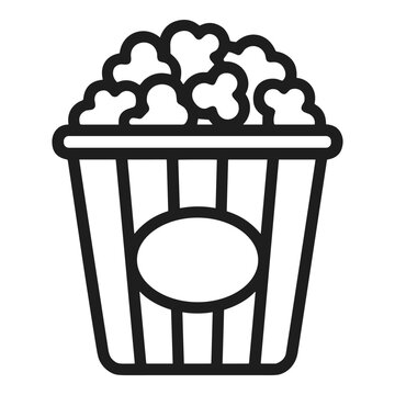 Vector line icon of popcorn bucket for movie time