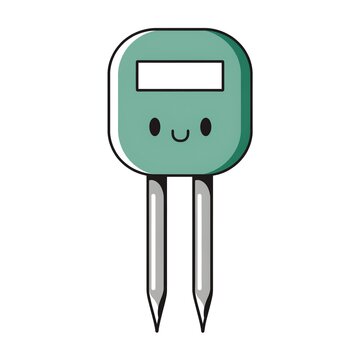 Cute Kawaii Soil pH Meter with Dual Probe Gardening Tester Cartoon Illustration on White Background
