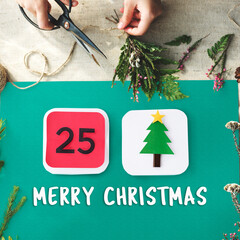 Naklejka premium Merry Christmas Celebration Family Holiday Festive Concept