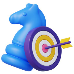 3d chess knight with target and arrow for business strategy goal achievement marketing planning © Yumo