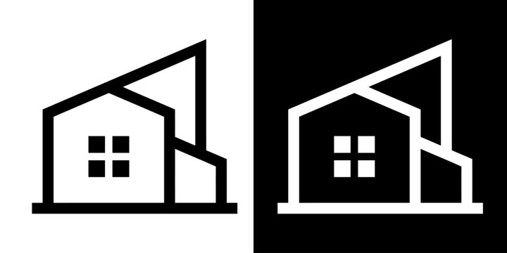 Home with line art style logo design inspiration