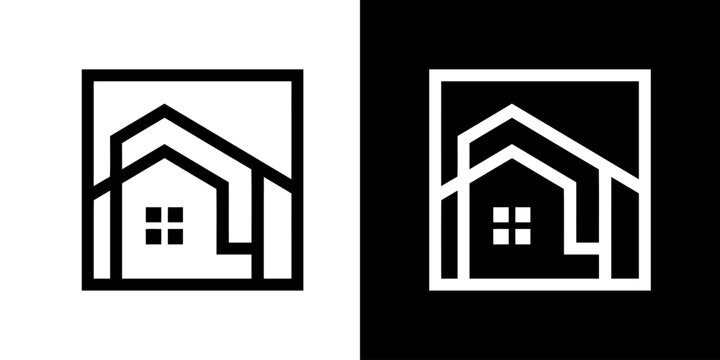 Home with line art style logo design inspiration