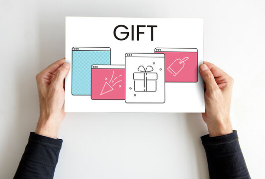Web Window Gift Box Present Petard Label Icon