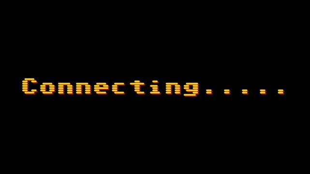 Connecting Dot Matrix Text on a Dark Background with an Animated Loading Indicator