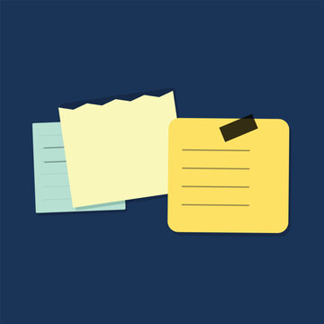 Two simple notes with paper clip on dark background
