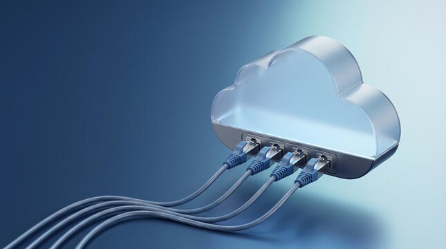 Cloud Computing Network Connection with Ethernet Cables 3D Render