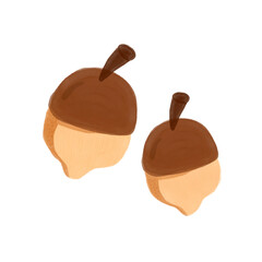 Two autumn acorns in a warm watercolor style © Marsya