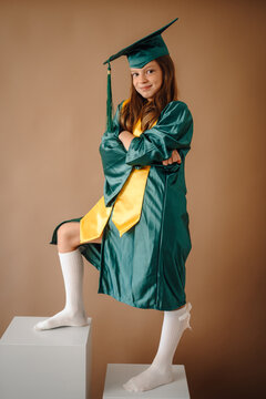 Young girl celebrating academic achievement and future success