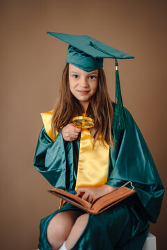 Young girl exploring book searching knowledge