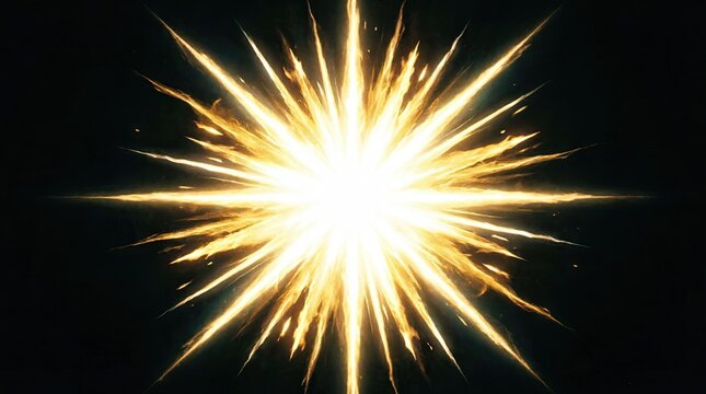 Golden starburst explosion on black background