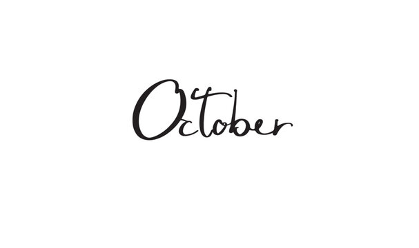 October month text font calligraphy hand written lettering script black color object icon october happy halloween ghost horror evil autumn thanksgiving day october cancer survivor charity october art