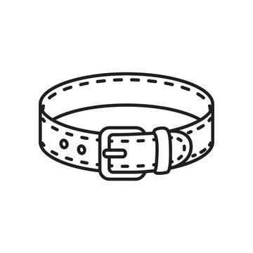 Minimalist line art icon of a finished stitched leather belt featuring a metal buckle.