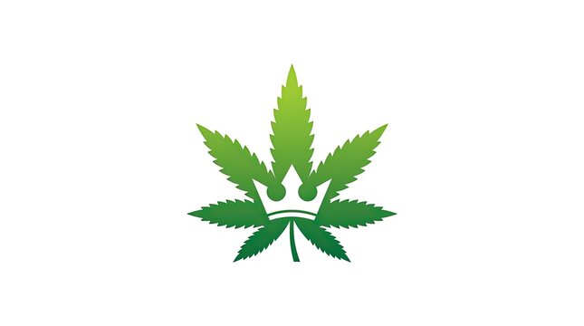 Green marijuana leaf wearing a crown royal logo.