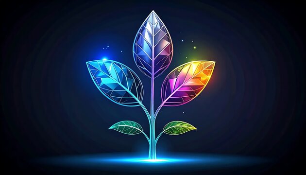 Abstract digital art of a glowing tree in cyberpunk style.