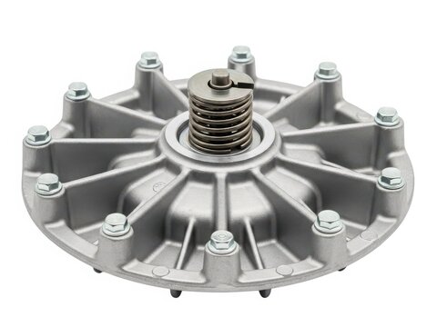 Metal wheel assembly with central spring