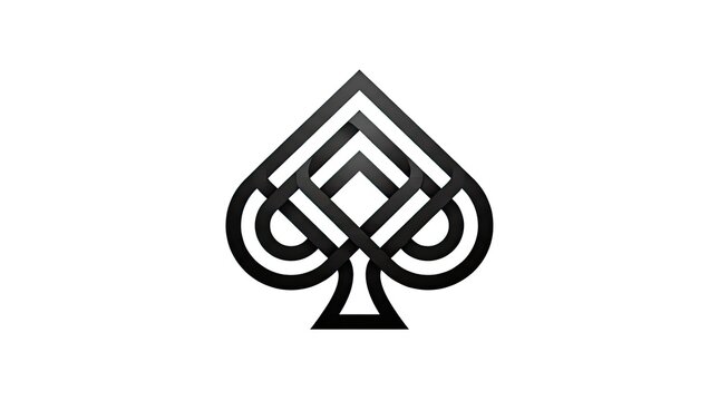 Geometric black spade symbol for gaming logo