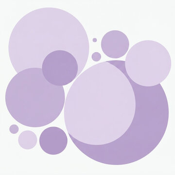Schlichter abstrakter Hintergrund mit geometrischen Kreisen und Blasen in Pastell-Lavendel und Flieder auf reinem Wei&szlig; &ndash; Minimalistisches Design