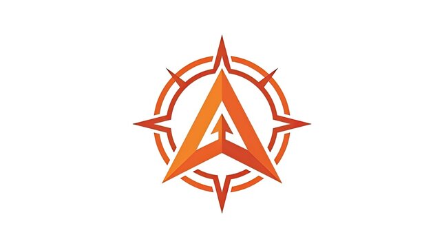 Geometric compass arrowhead navigation logo