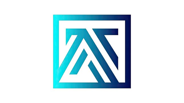 Geometric letter A monogram logo in blue square frame