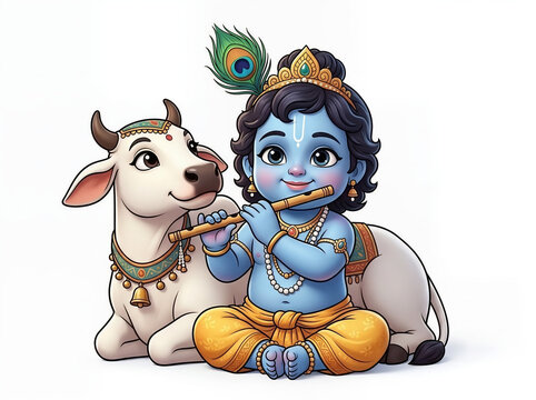 Festival of happy Shree Krishna Janmashtami design background. Indian cultural festival concept illustration. 