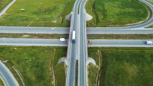 Logistics vehicle traveling on clean freeway