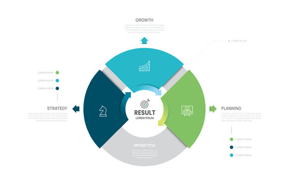 3 Steps Business visualization infographic circle design template for Process Presentation and Strategy Planning.