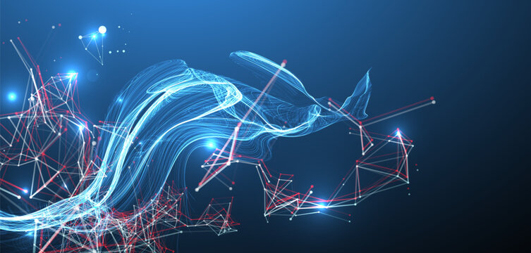 Abstract science background with digital plexus waves and particle connections