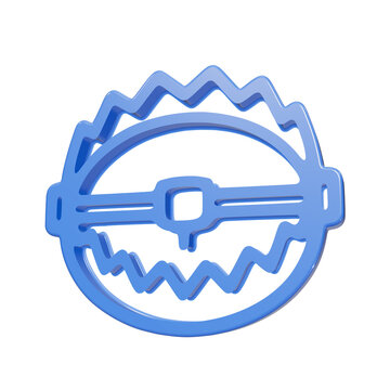 Blue glossy 3D bear trap icon isolated on black background