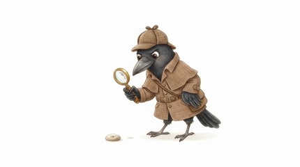 Fototapeta premium Crow Examining Magnifying Glass Gigapixel Standard Perfectlyclear Glass