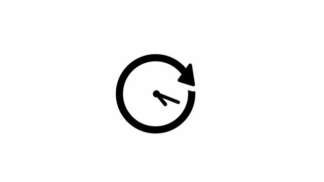 Animated Clock Icon Showing Passing Time, Time Management and Countdown Concept