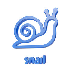 Blue glossy 3D snail icon with text label on black background © FOYJUL