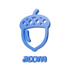 Blue glossy 3D acorn icon with text label isolated on black background © FOYJUL
