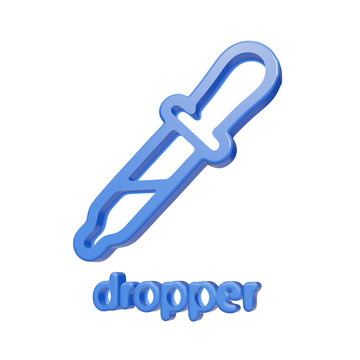 Blue glossy 3D dropper icon with text label on black background