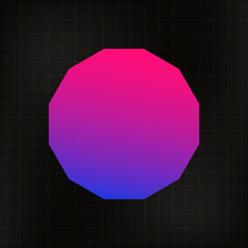 Feminine simple illustration, gradient dodecagon design, black background