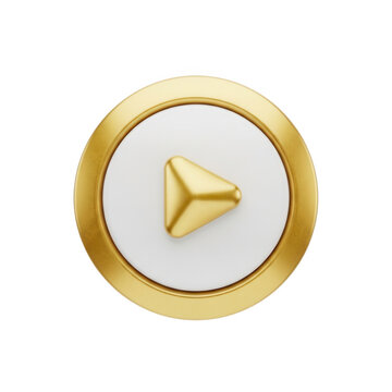 Glossy gold play button icon with white arrow