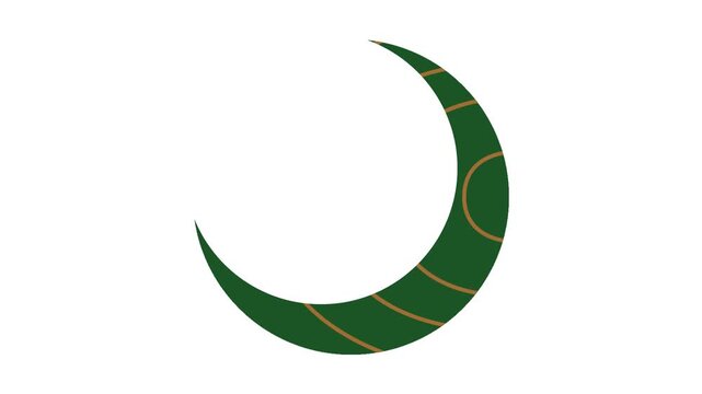 Half green moon animation video on a white background